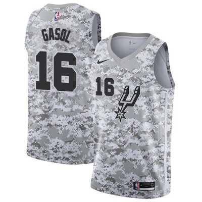 Nike San Antonio Spurs #16 Pau Gasol White Camo NBA Swingman Earned Edition Jersey Men's